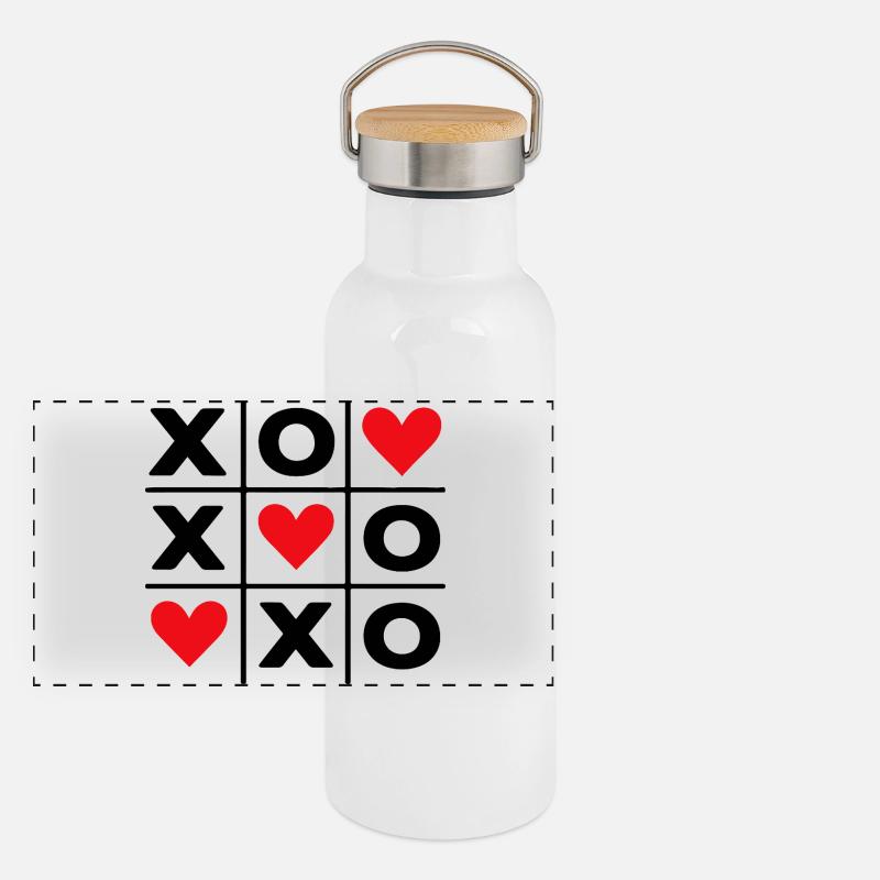 Minimal Red Hearts Love Cute Aesthetic Panoramic Thermal Bottle with Bamboo Lid