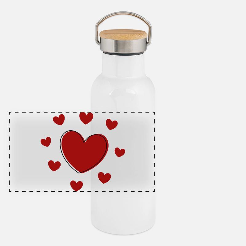 Cadeau rouge de la Saint-Valentin Gourde isotherme avec bouchon en bambou