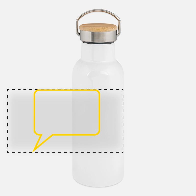 Sprechblase Comic selbst gestalten personalisieren Panorama Thermosflasche mit Bambusdeckel