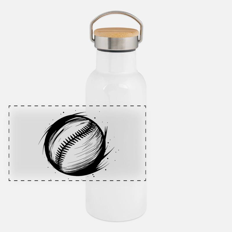 Sketch de la balle de baseball Gourde isotherme avec bouchon en bambou