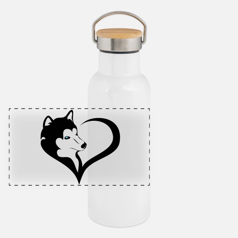 Silhouette rauque avec œil bleu Gourde isotherme avec bouchon en bambou