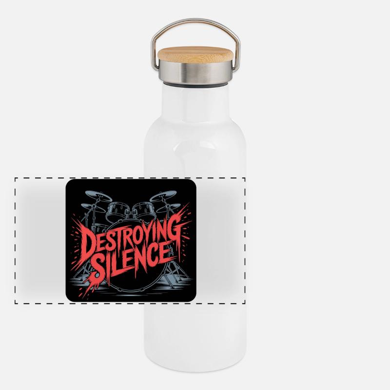 Schlagzeuger Drumset Design Panorama Thermosflasche mit Bambusdeckel