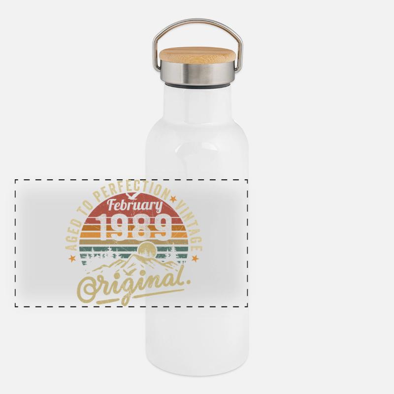 February 1989 Panoramic Thermal Bottle with Bamboo Lid