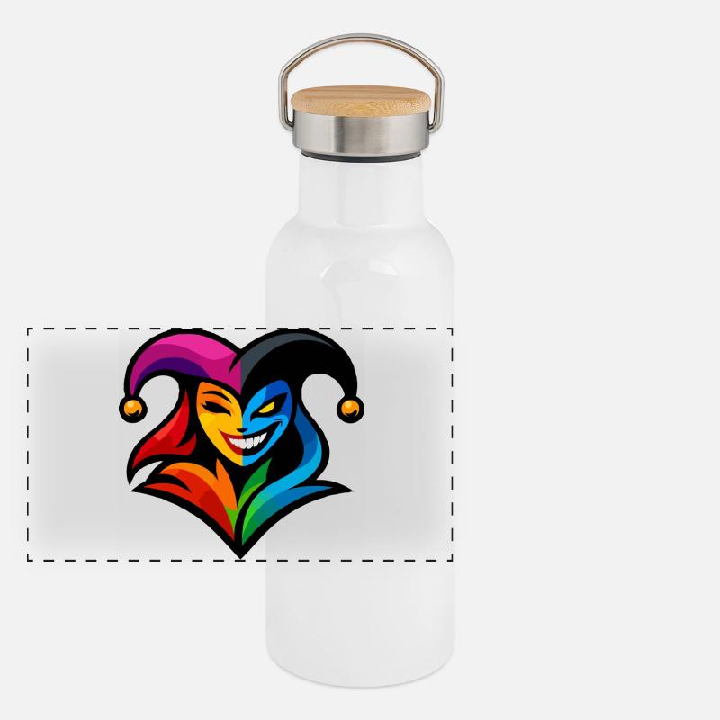 Cheerful Jester Heart Panoramic Thermal Bottle with Bamboo Lid