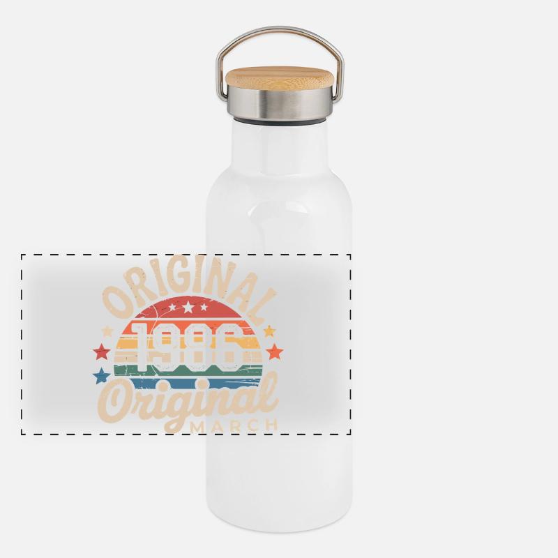 Mars 1986 Gourde isotherme avec bouchon en bambou