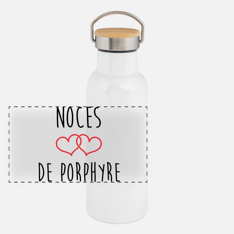 noces de porphyre 33 ans de mariage Gourde isotherme avec bouchon en bambou