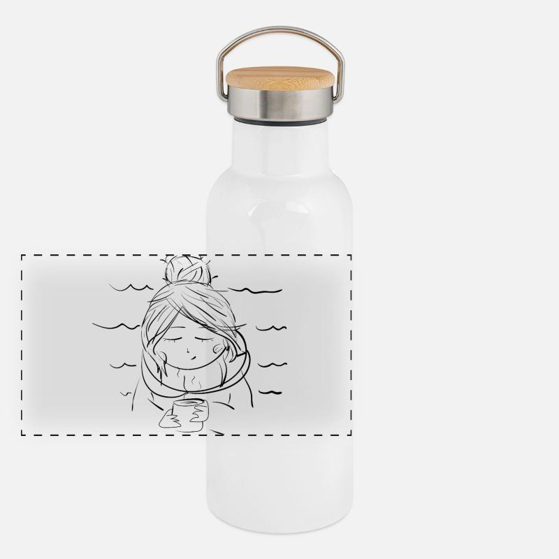 Kaffee Panorama Thermosflasche mit Bambusdeckel