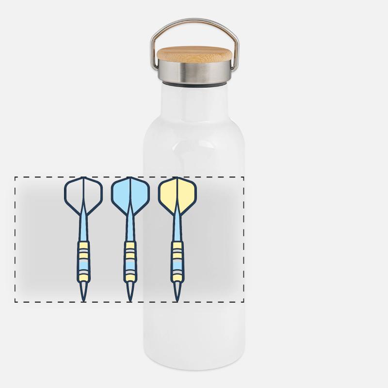 Darts Trio: Farbig Pfeile Panorama Thermosflasche mit Bambusdeckel