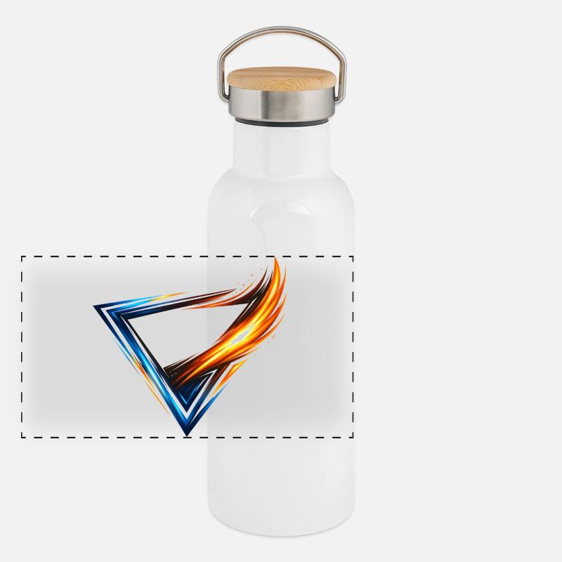 Trikot Design Dreieck Blau Orange Dynamisch Stil Panorama Thermosflasche mit Bambusdeckel