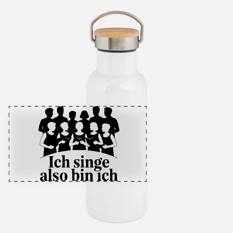 Ich singe also bin ich - Chor Sänger Motiv Panorama Thermosflasche mit Bambusdeckel