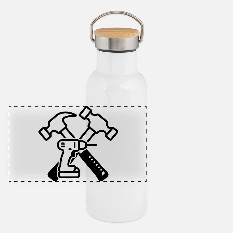 Werkzeug Hämmer Bohrer Outline Panorama Thermosflasche mit Bambusdeckel