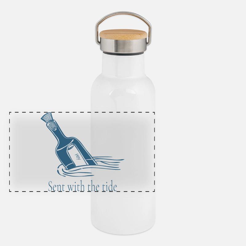 Sent With The Tide Ocean Bottle Design Panoramic Thermal Bottle with Bamboo Lid