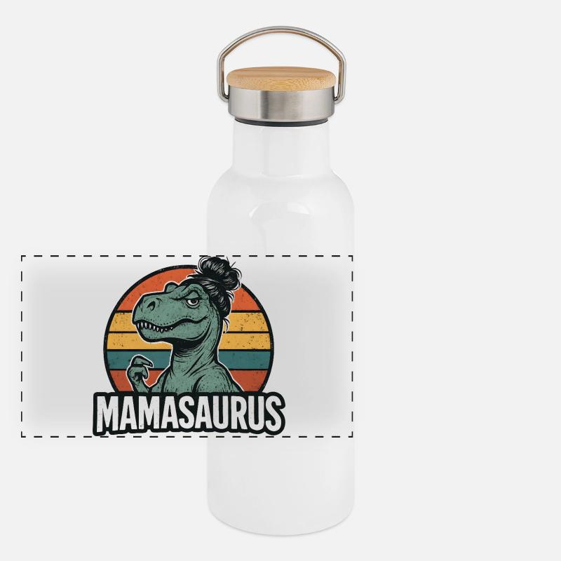 Mamasaurus Maman Maman Idée de cadeau Humour Drôle Gourde isotherme avec bouchon en bambou