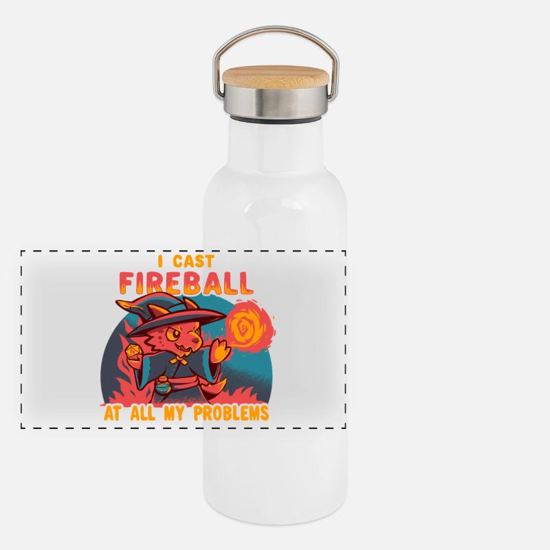 Je lance Boule de feu sur tous mes problèmes Gourde isotherme avec bouchon en bambou