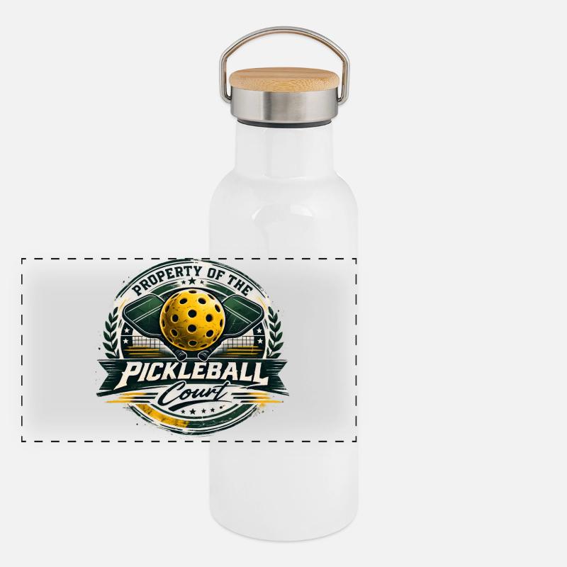 Pickleball Court Emblem Panoramic Thermal Bottle with Bamboo Lid