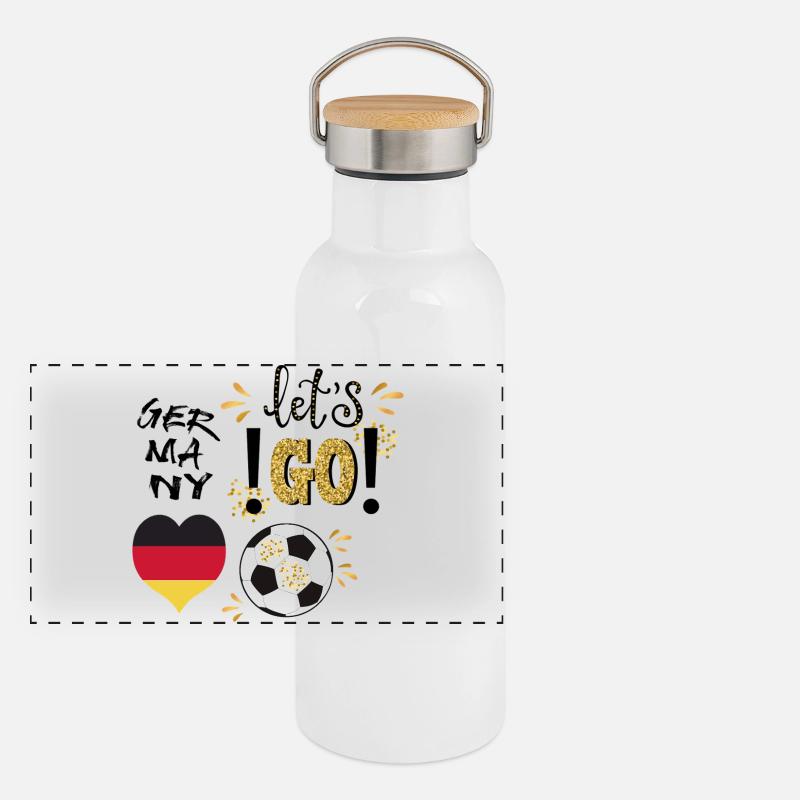 Fußball  Panorama Thermosflasche mit Bambusdeckel