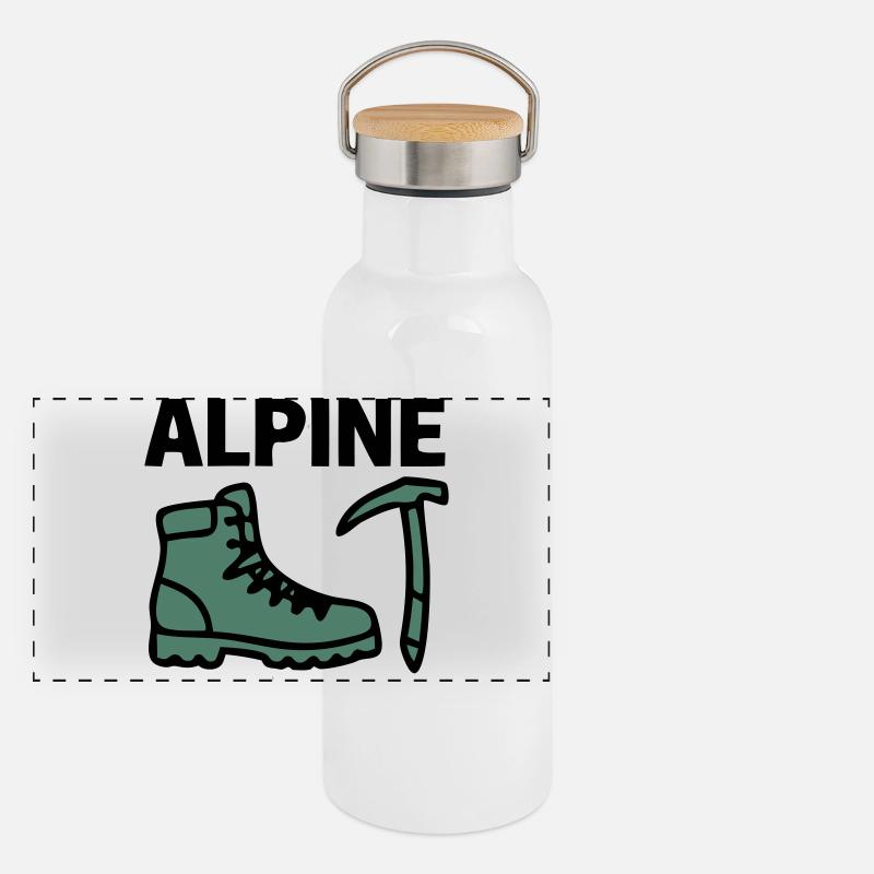 Wanderschuh Eispickel Alpine Bergsteigen Klettern Panorama Thermosflasche mit Bambusdeckel