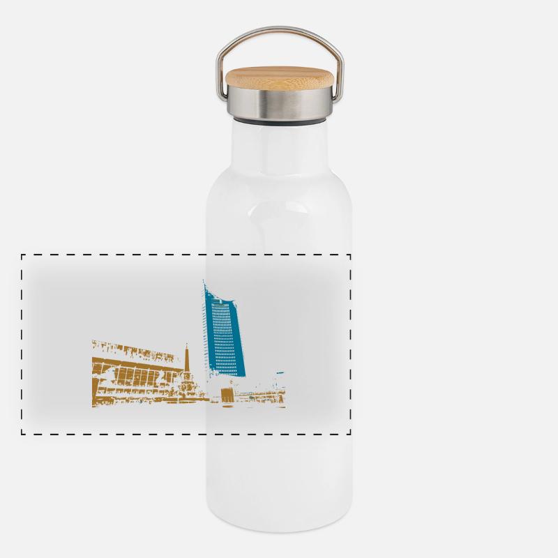 Leipzig Gewandhaus Uni Riese Geschenkidee Panorama Thermosflasche mit Bambusdeckel
