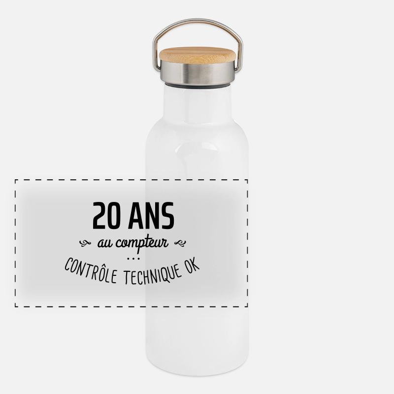 20 ans au compteur Gourde isotherme avec bouchon en bambou