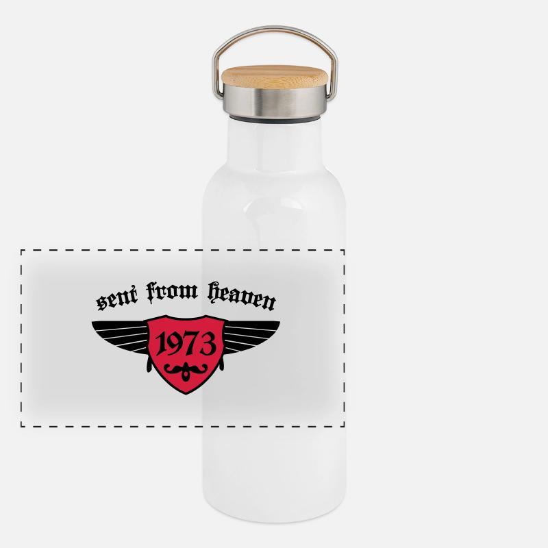 Geburtstag - sent from heaven 1973 Panorama Thermosflasche mit Bambusdeckel