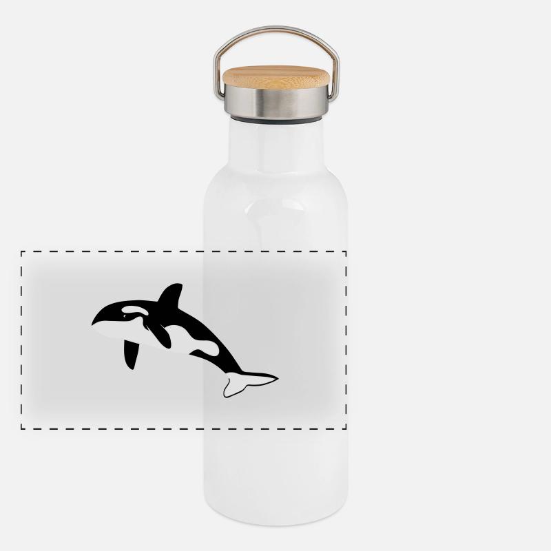 orca baleine cétacé dauphin Gourde isotherme avec bouchon en bambou