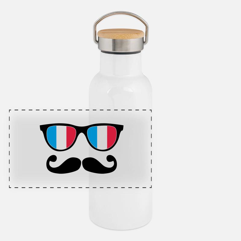 french mustache glasses nerd - like a sir Panoramic Thermal Bottle with Bamboo Lid