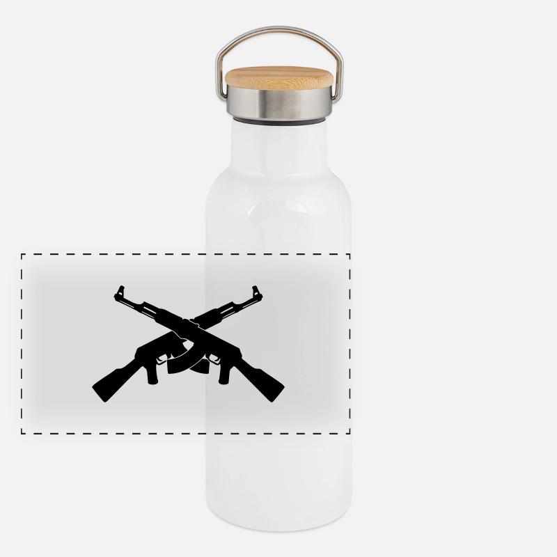 mitrailleuse AK47 kalachnikov geek gamer fun Gourde isotherme avec bouchon en bambou
