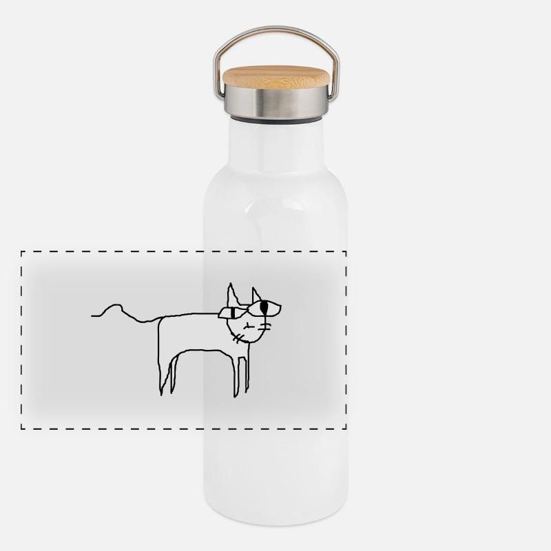 Katze Panorama Thermosflasche mit Bambusdeckel