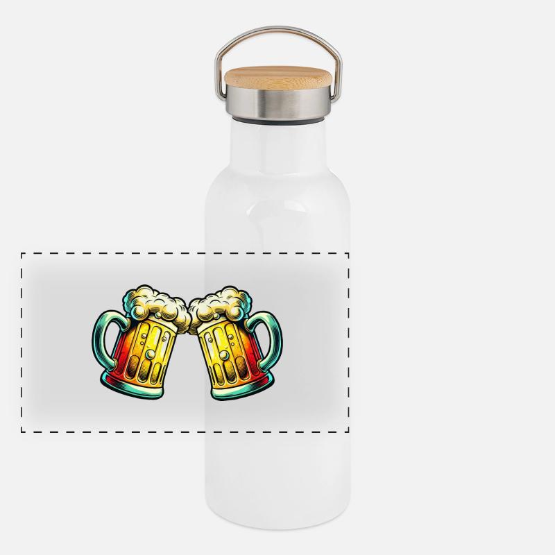 Verre à bière tintement Gourde isotherme avec bouchon en bambou