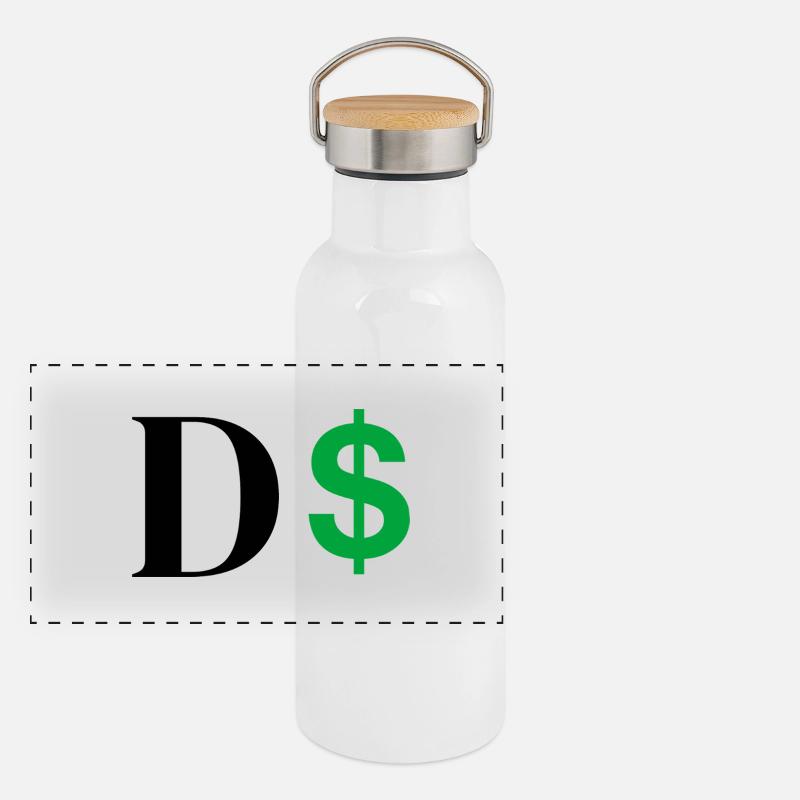 Dollar-Buchstabe Panorama Thermosflasche mit Bambusdeckel
