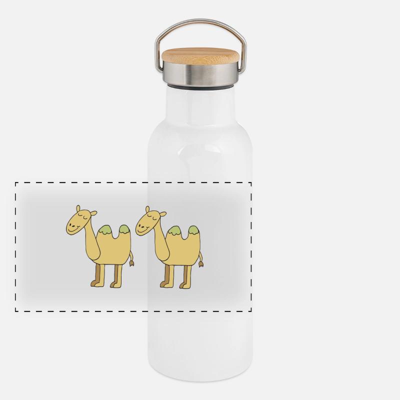 kamel zu zweit Panorama Thermosflasche mit Bambusdeckel