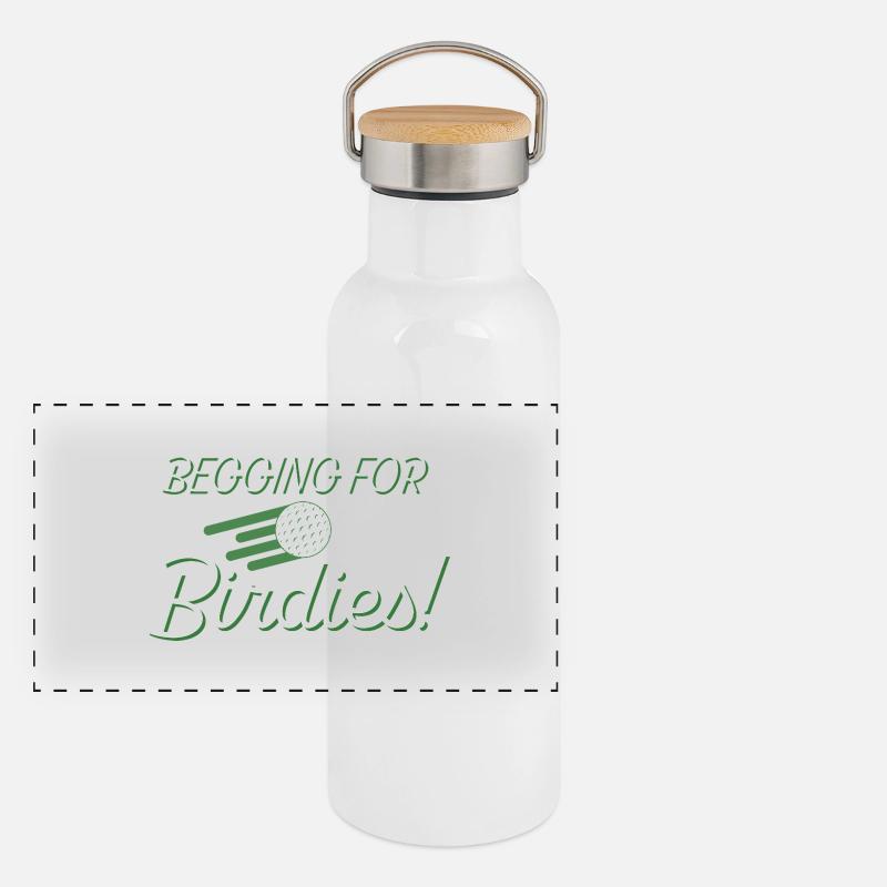 Betteln um Birdies! Panorama Thermosflasche mit Bambusdeckel