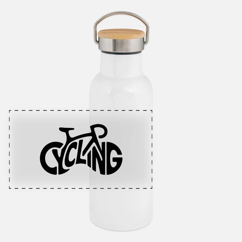 Radfahren - Cool Bike Logo Panorama Thermosflasche mit Bambusdeckel