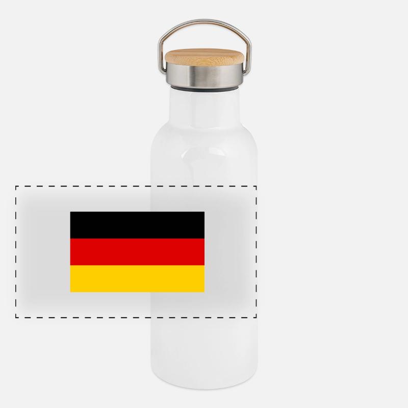 Deutschland Flagge Panorama Thermosflasche mit Bambusdeckel