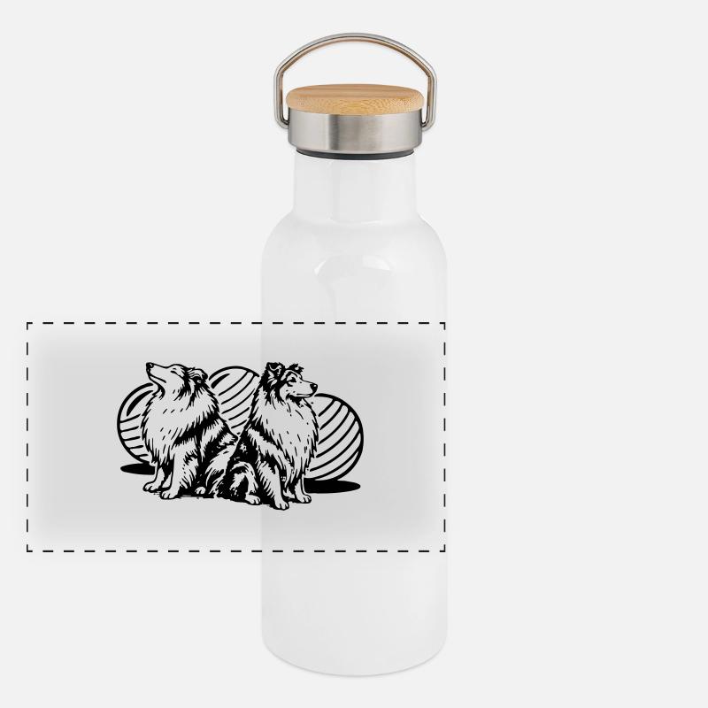 Treibball (einfärbbar) Panorama Thermosflasche mit Bambusdeckel