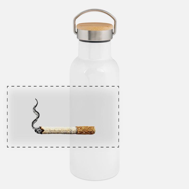 Embroidered cigarette – minimalist (printed) Panoramic Thermal Bottle with Bamboo Lid