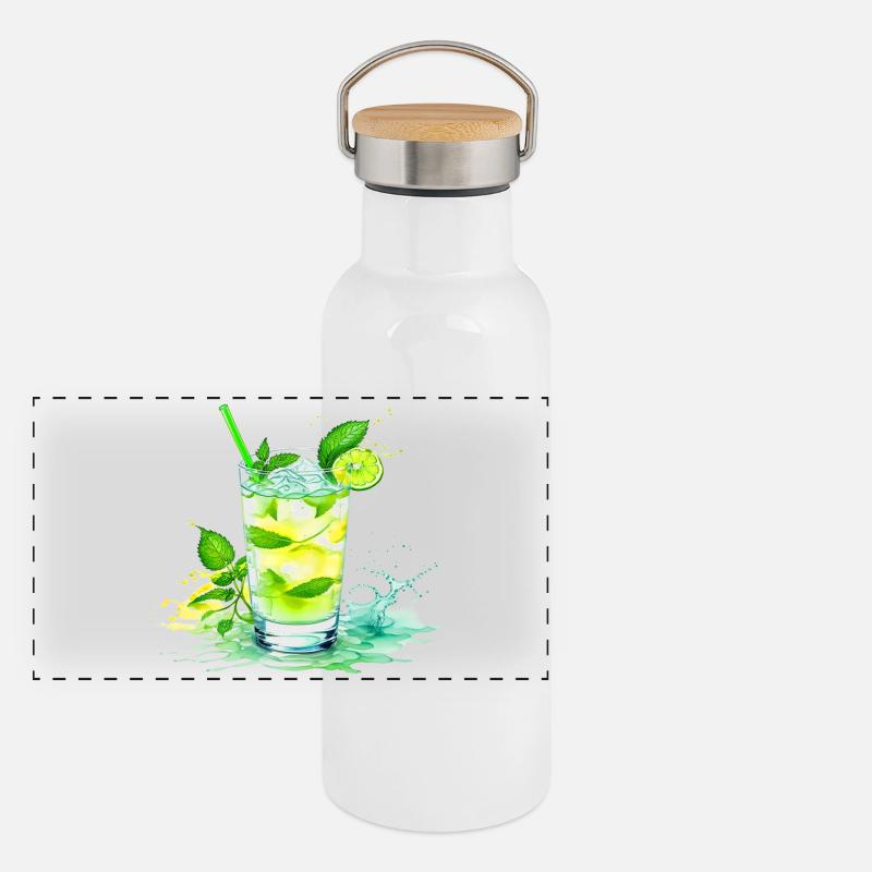 Mojito - Panoramic Thermal Bottle with Bamboo Lid - white