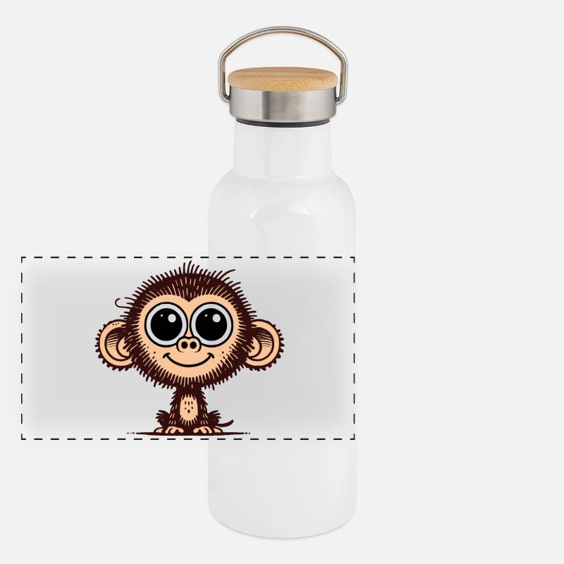 Cute Monkey Panoramic Thermal Bottle with Bamboo Lid