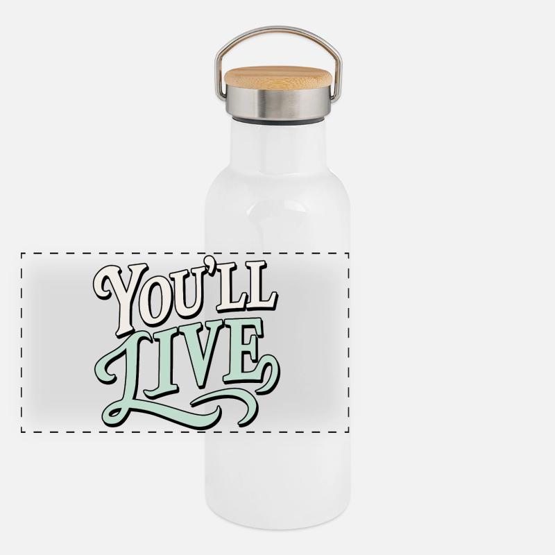 Vous vivrez Gourde isotherme avec bouchon en bambou