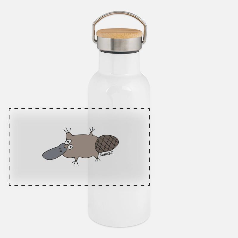 ornithorynque 2 Gourde isotherme avec bouchon en bambou