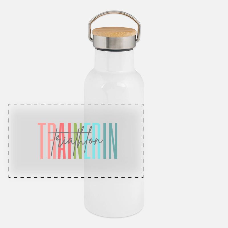 Trainerin Triathlon Triathlontrainerin Geschenk Panorama Thermosflasche mit Bambusdeckel