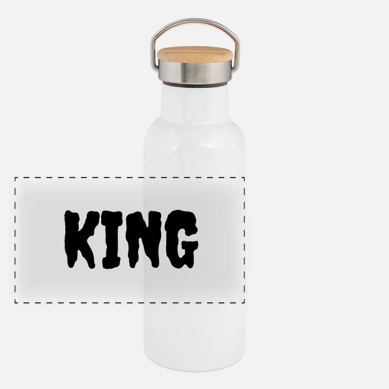 Ich bin ein König Panorama Thermosflasche mit Bambusdeckel