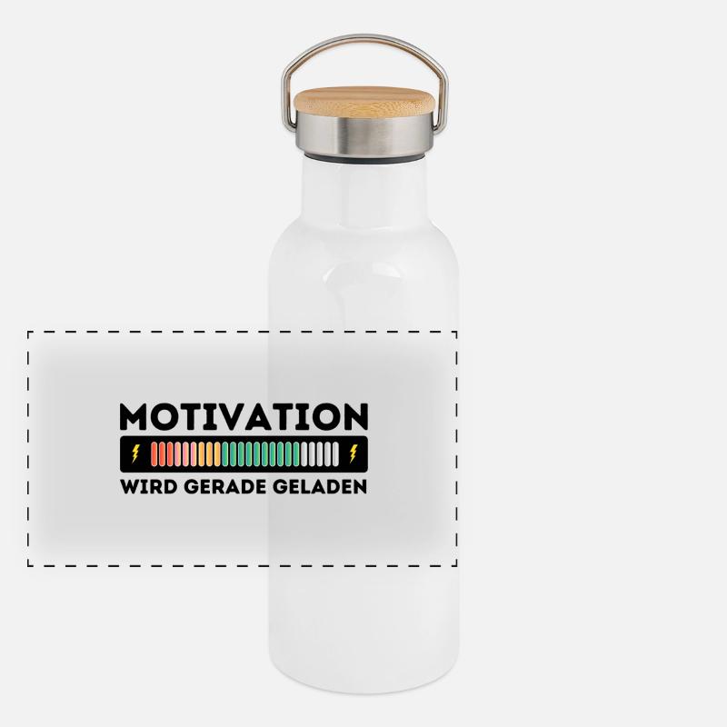 Motivation wird geladen Panorama Thermosflasche mit Bambusdeckel