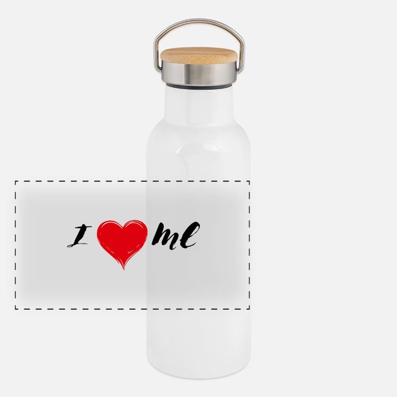 I Love Me Panorama Thermosflasche mit Bambusdeckel