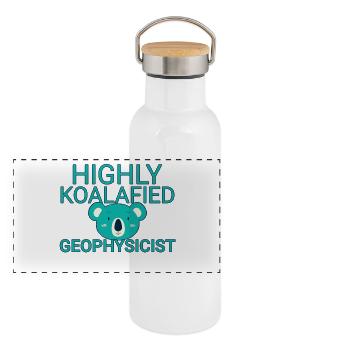 Geophysicist Koalafied Geophysics - Panorama Thermosflasche mit Bambusdeckel - Weiß - Vorne