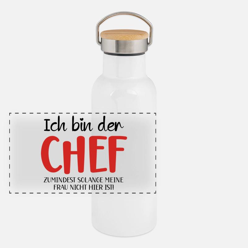 Culinary art CHEF motif Panoramic Thermal Bottle with Bamboo Lid