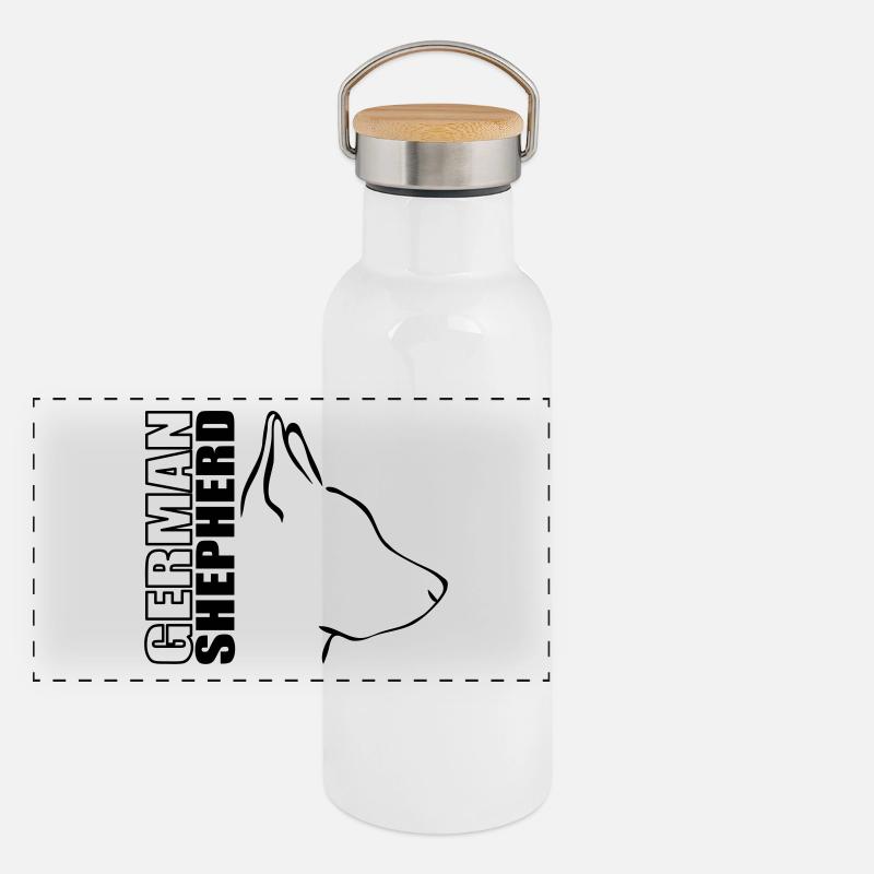 GERMAN SHEPHERD PROFIL Panorama Thermosflasche mit Bambusdeckel