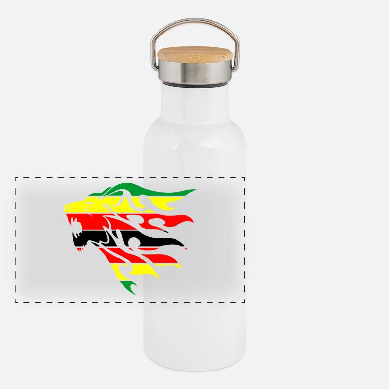 zimbabwe flag lion Panoramic Thermal Bottle with Bamboo Lid