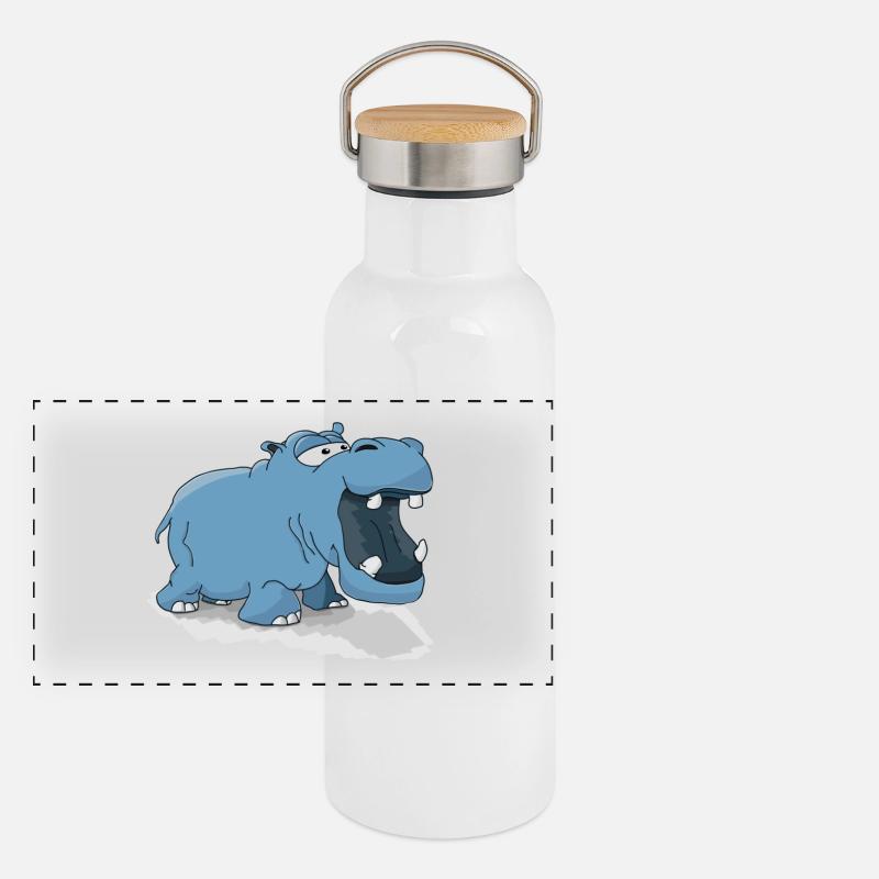 Nielpferd Panorama Thermosflasche mit Bambusdeckel