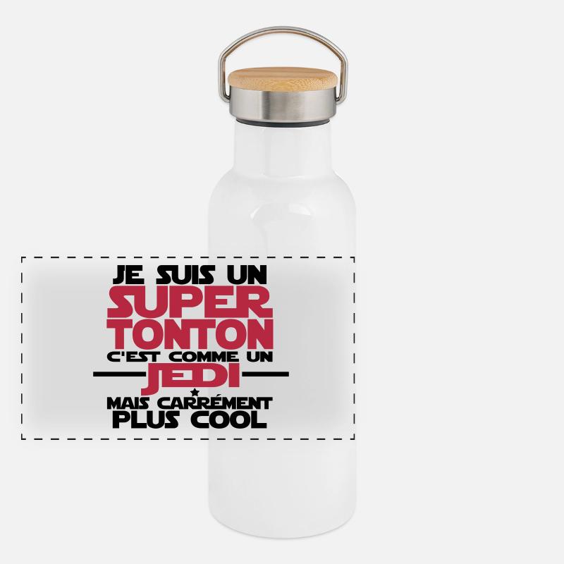 je suis un super tonton comme un jedi Gourde isotherme avec bouchon en bambou